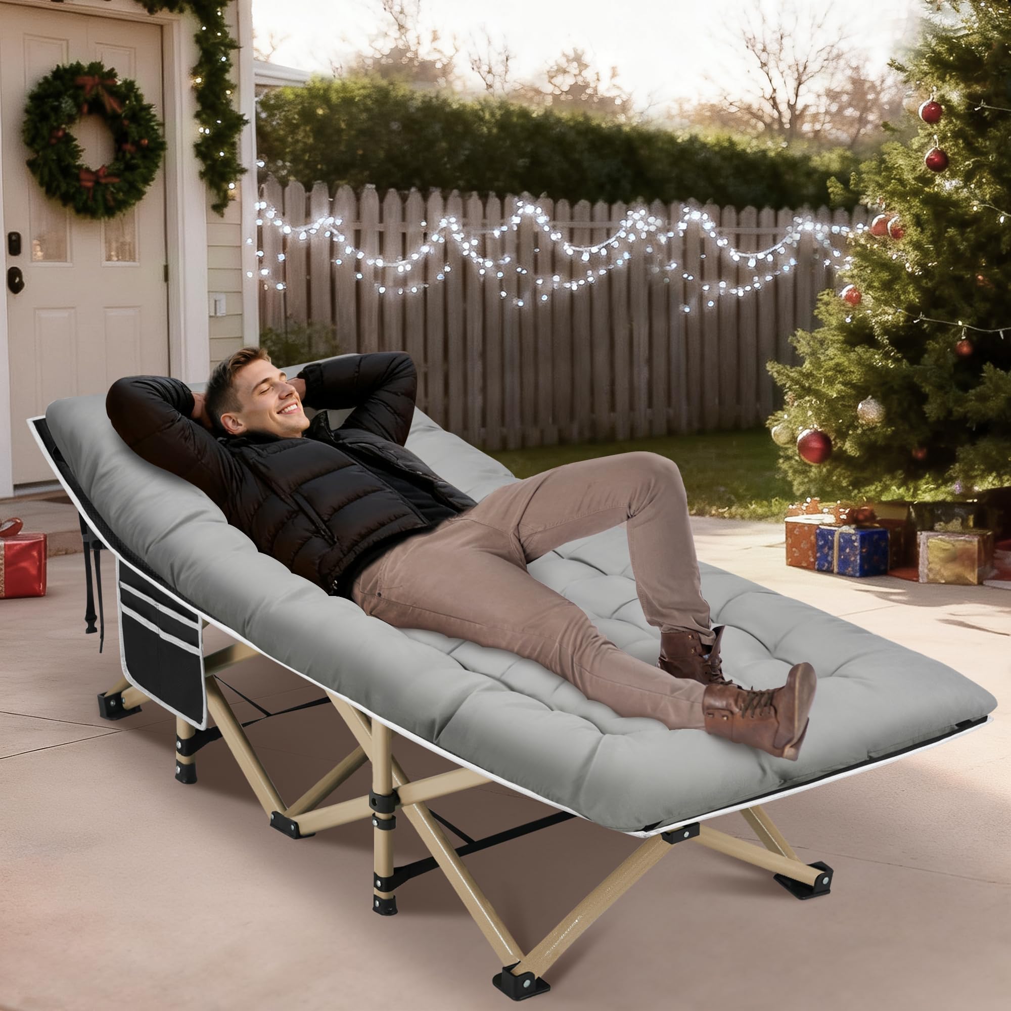 HABUTWAY camping cot 600lbs capacity supports adults with solid stability