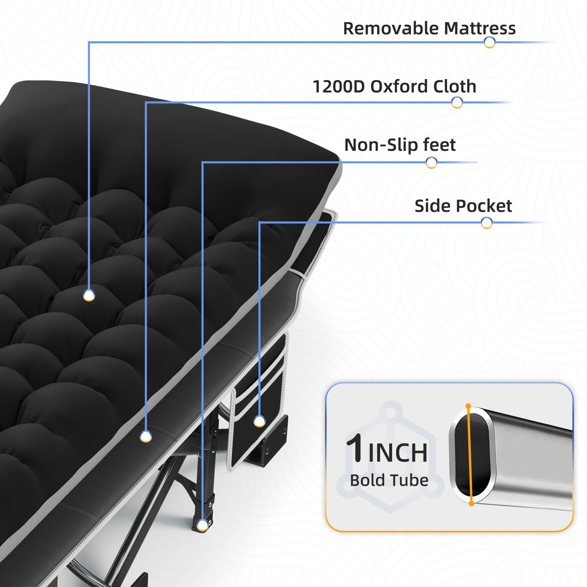 HABUTWAY folding cot in compact folded form for easy transport.