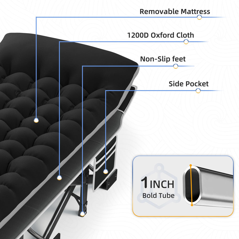 HABUTWAY folding cot in compact folded form for easy transport.