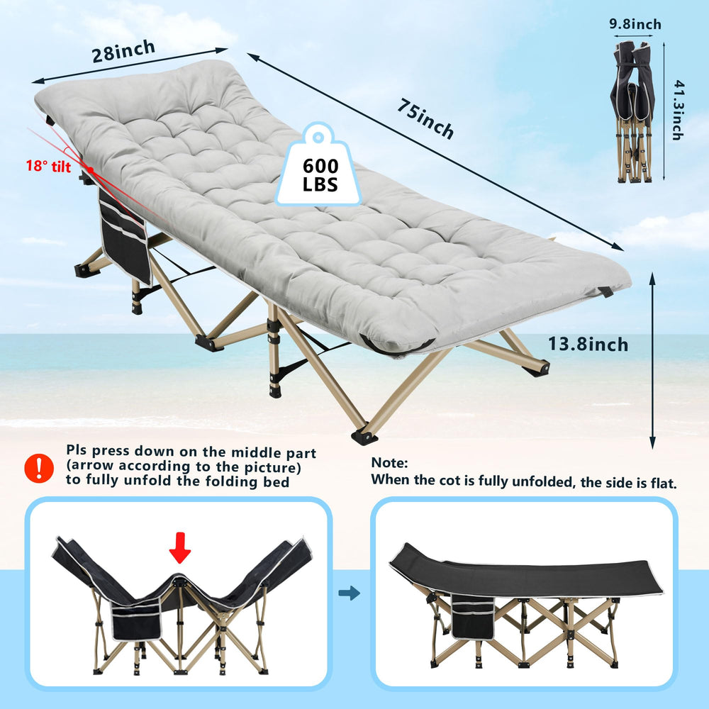 HABUTWAY camping cot folded dimensions offer compact storage