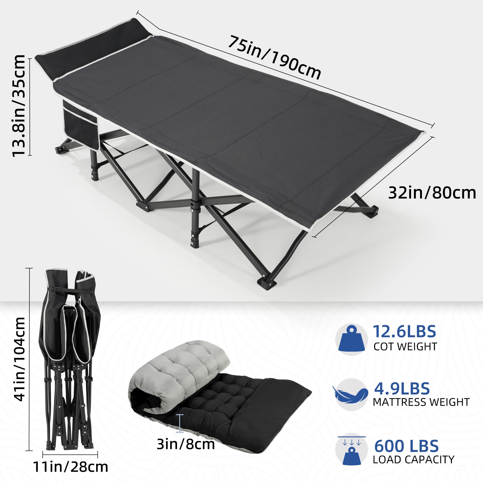HABUTWAY heavy-duty carbon steel frame provides sturdy support outdoors.