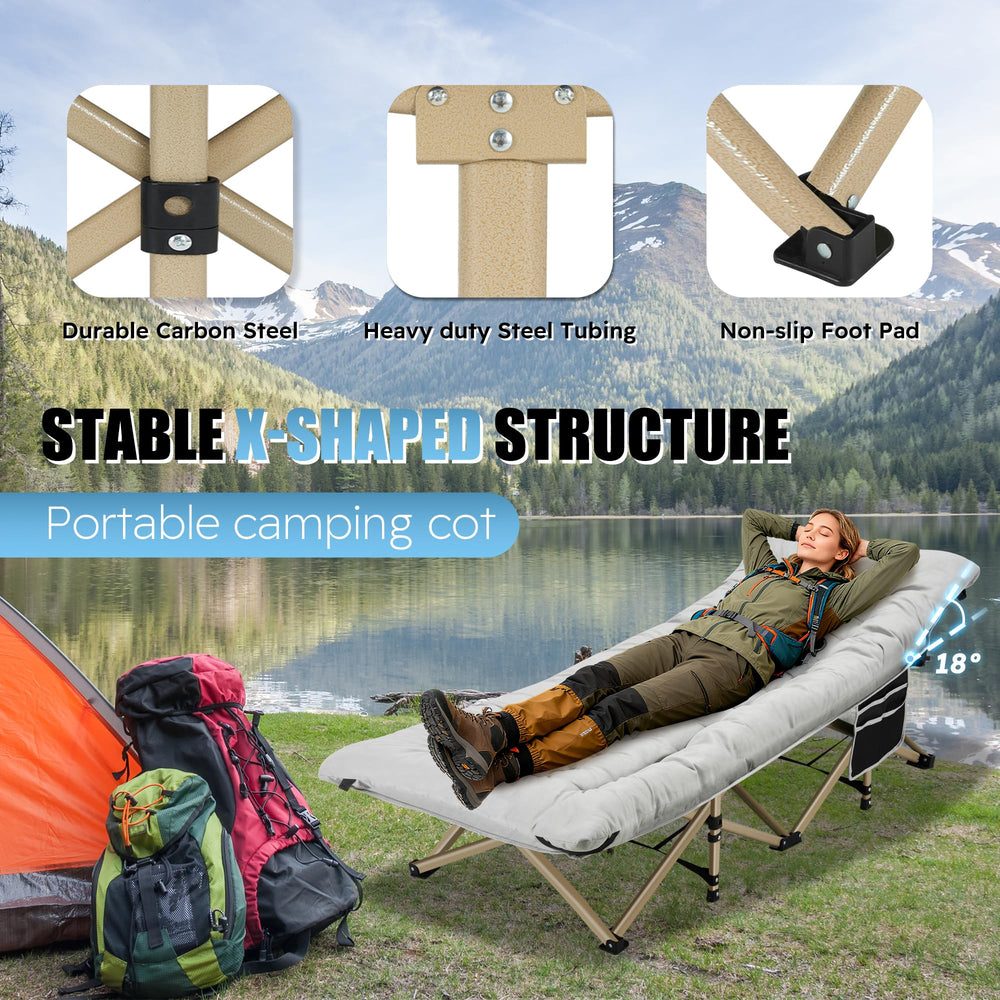 HABUTWAY camping cot side pocket keeps essentials within reach