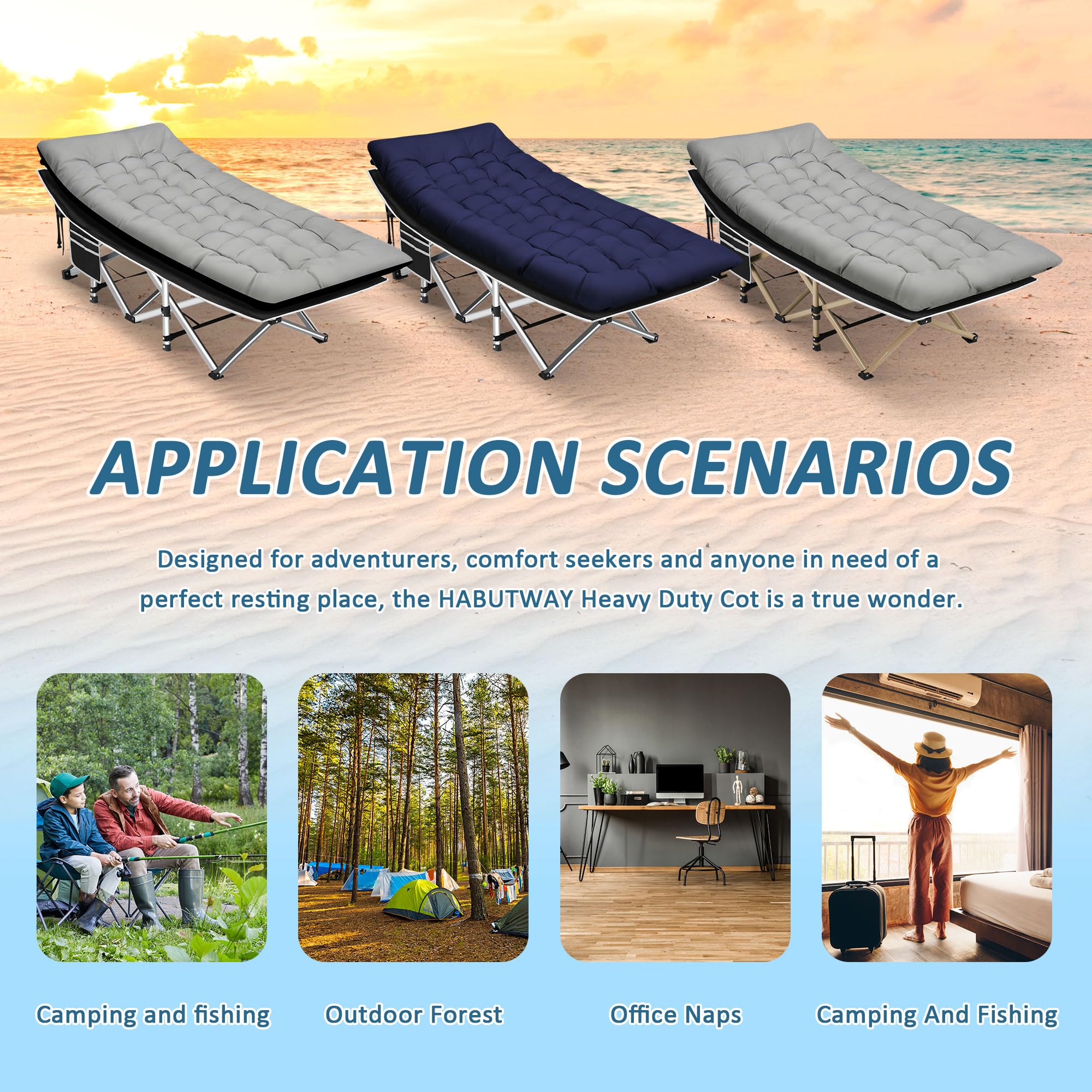 HABUTWAY camping cot unfolded dimensions provide ample sleeping space