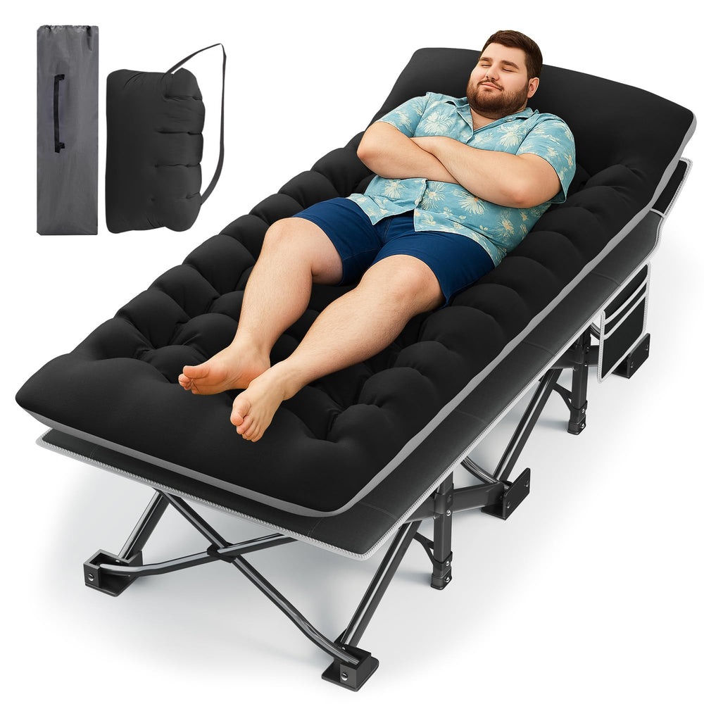 HABUTWAY camping cot with mattress for a comfortable outdoor night.