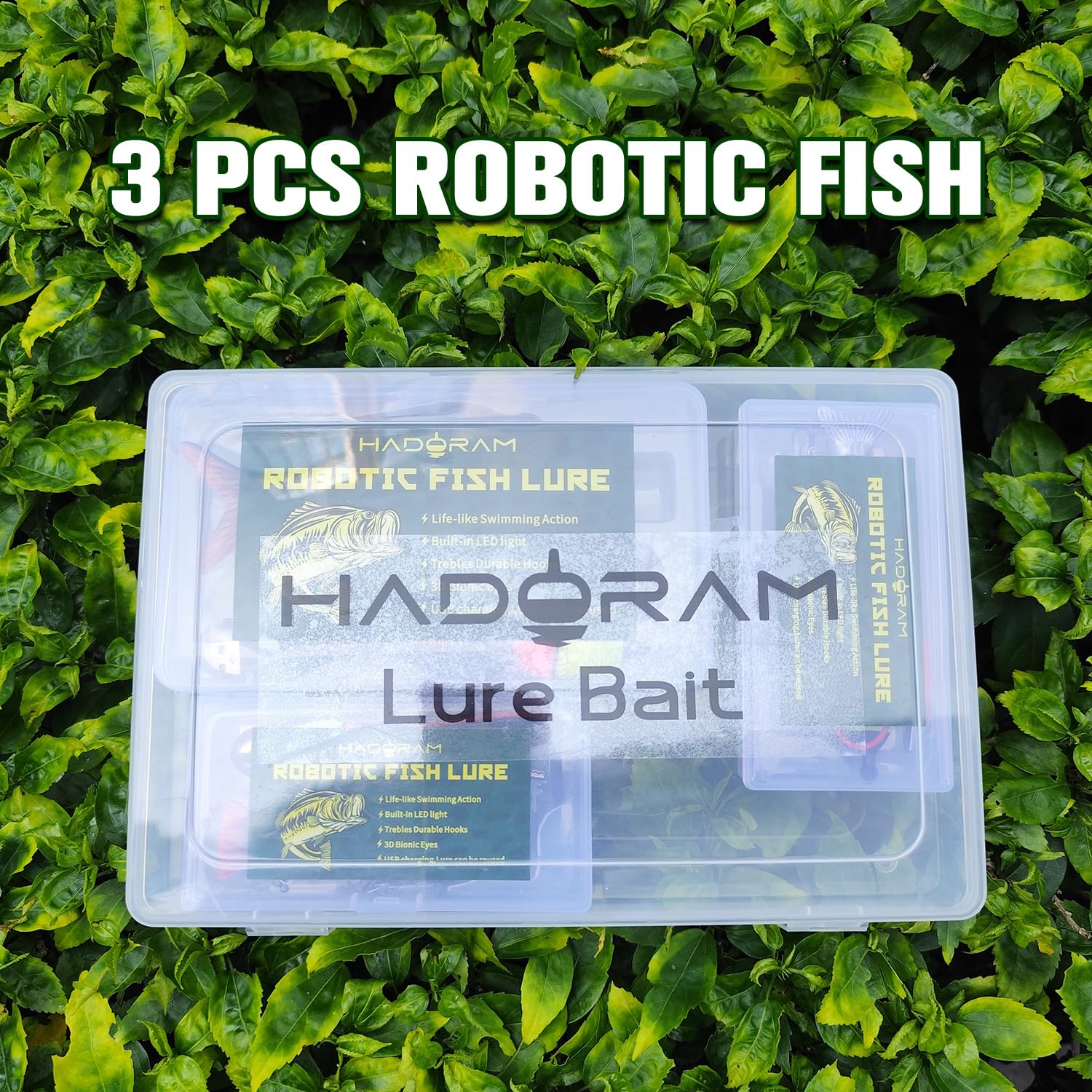 HADORAM robotic swimming lure in-water swim demo demonstrates multi-jointed motion and attractant potential.