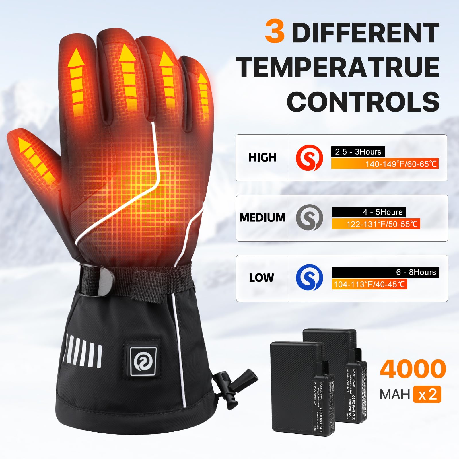 Haeglauv heated gloves fingers-heating-area demonstrates full-hand warmth during cold winds