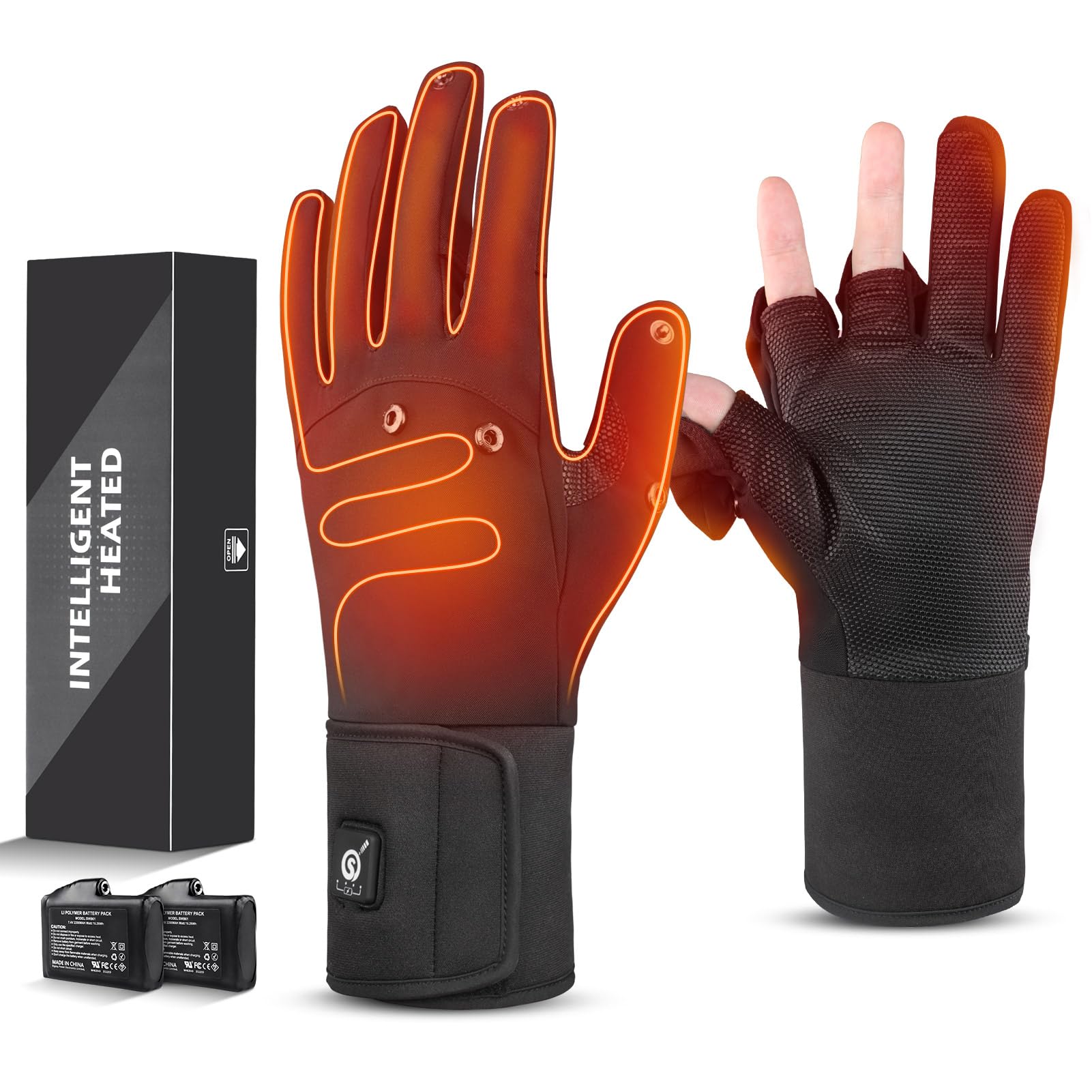 Haeglauv heated gloves front view for cold-weather outdoor use