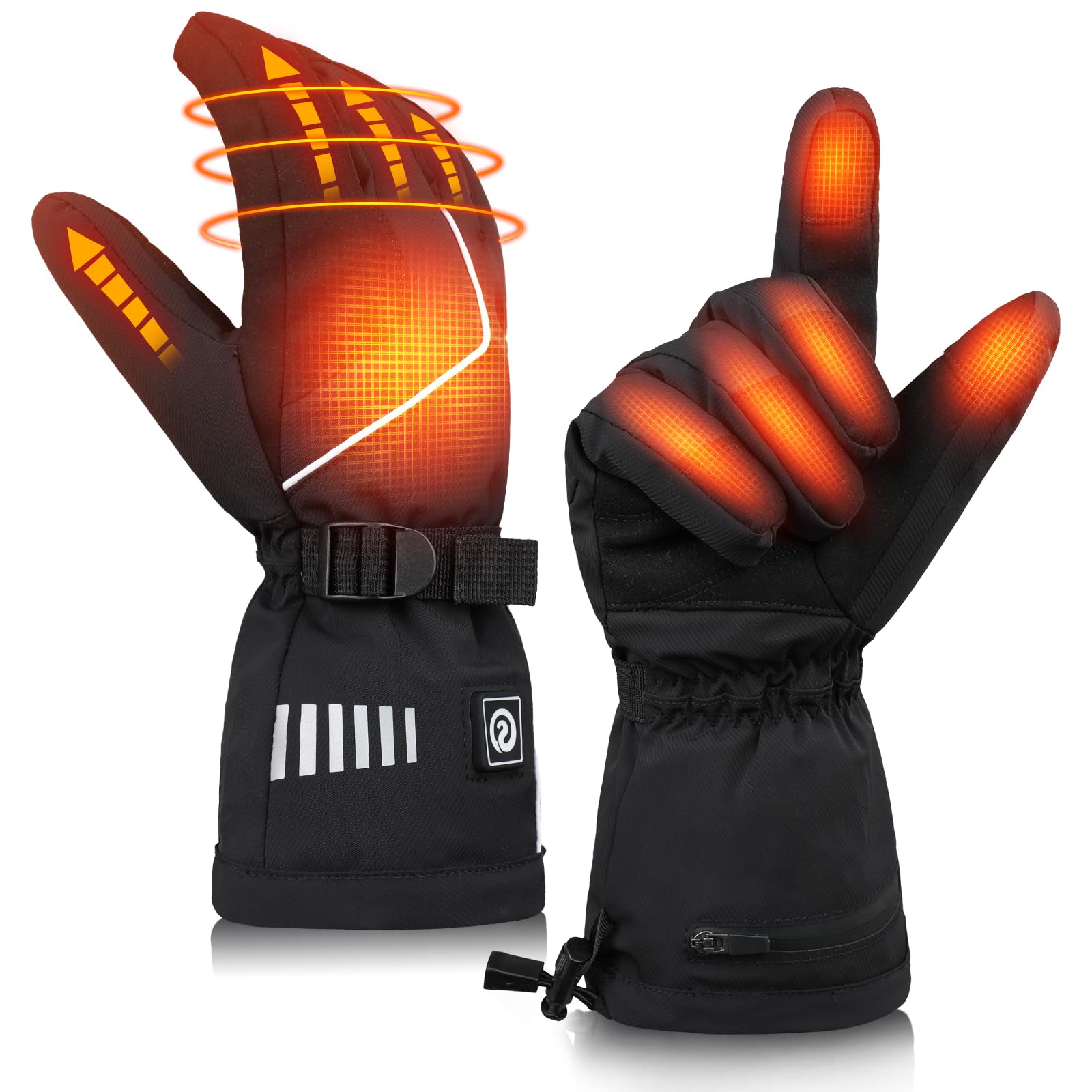 Haeglauv heated gloves front view highlight rugged outer layer for winter warmth