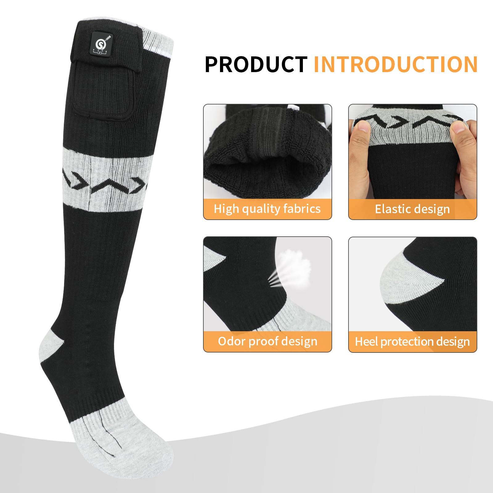 Haeglauv heated socks feature ergonomic-knit cushioned zones for comfortable all-day wear.