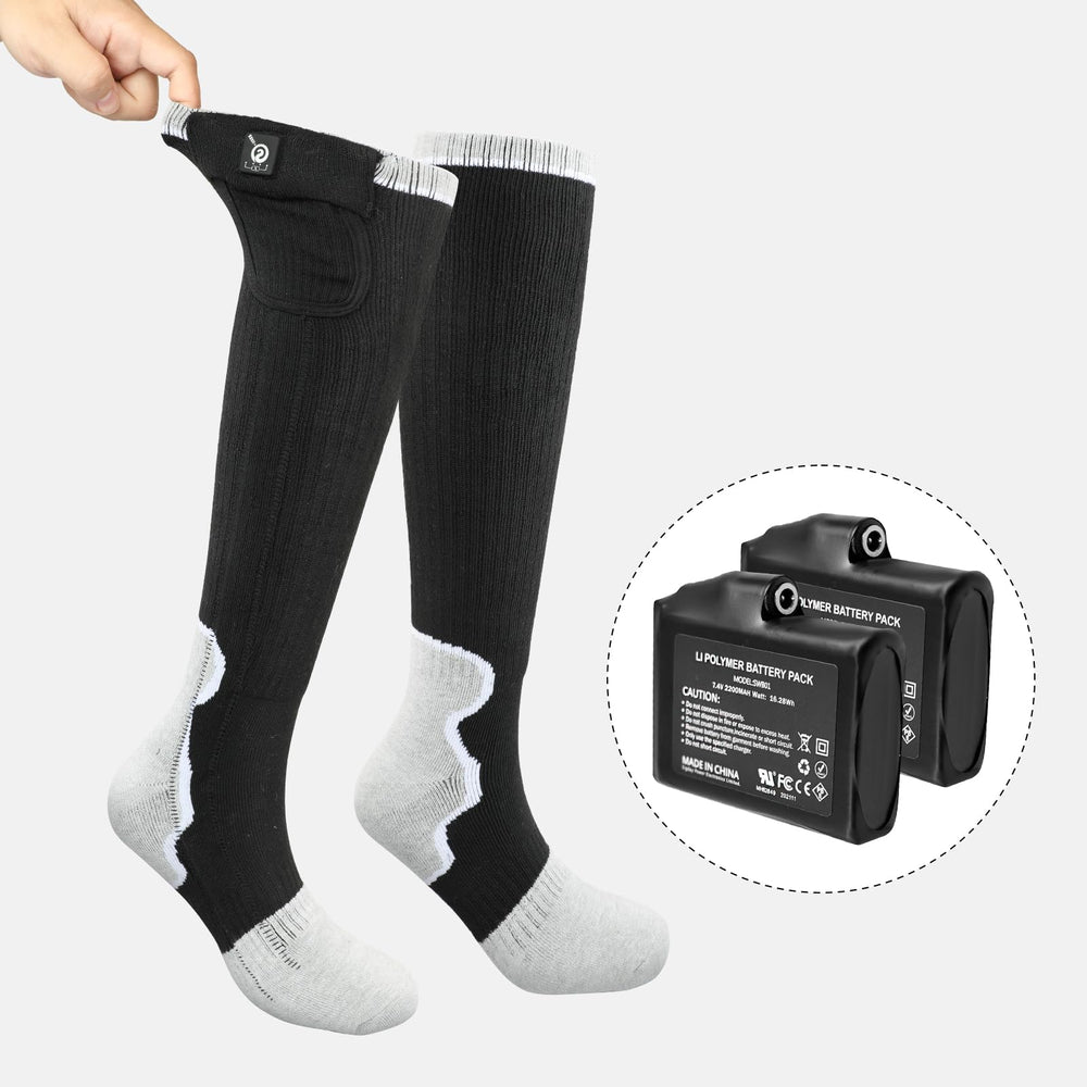 HAEGLAUV heated socks with full-foot coverage for even warmth in cold conditions