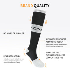 Haeglauv heated socks display three heat levels for customizable warmth.