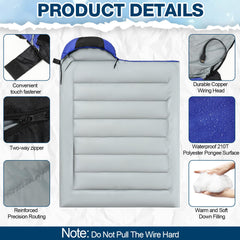 Hahafelt heated sleeping bag uses polyester pongee lining for durable wind resistance.