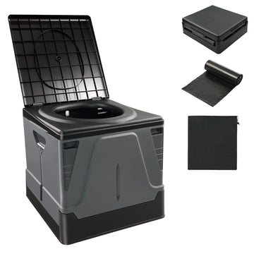 HAIGE XL portable toilet folded compact for backpack travel.