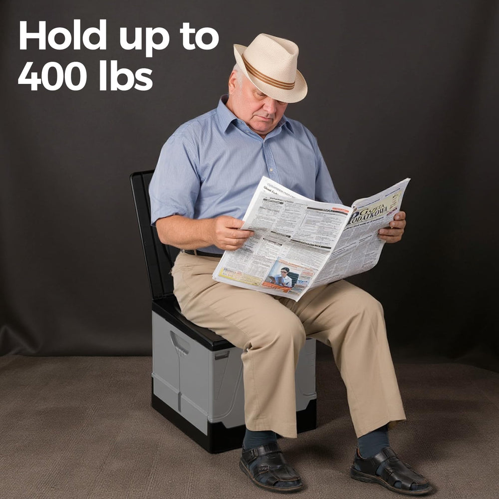 HAIGE XL portable toilet base provides stable support on rough terrain.