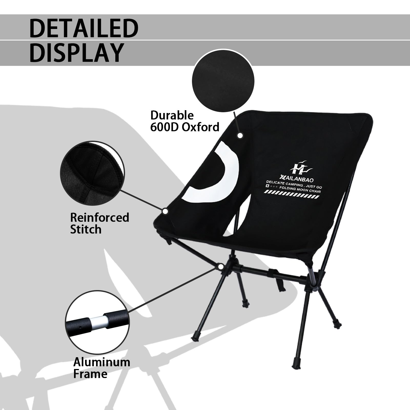 Hailanbao folding chair 600d ripstop fabric showcases all-weather resilience.