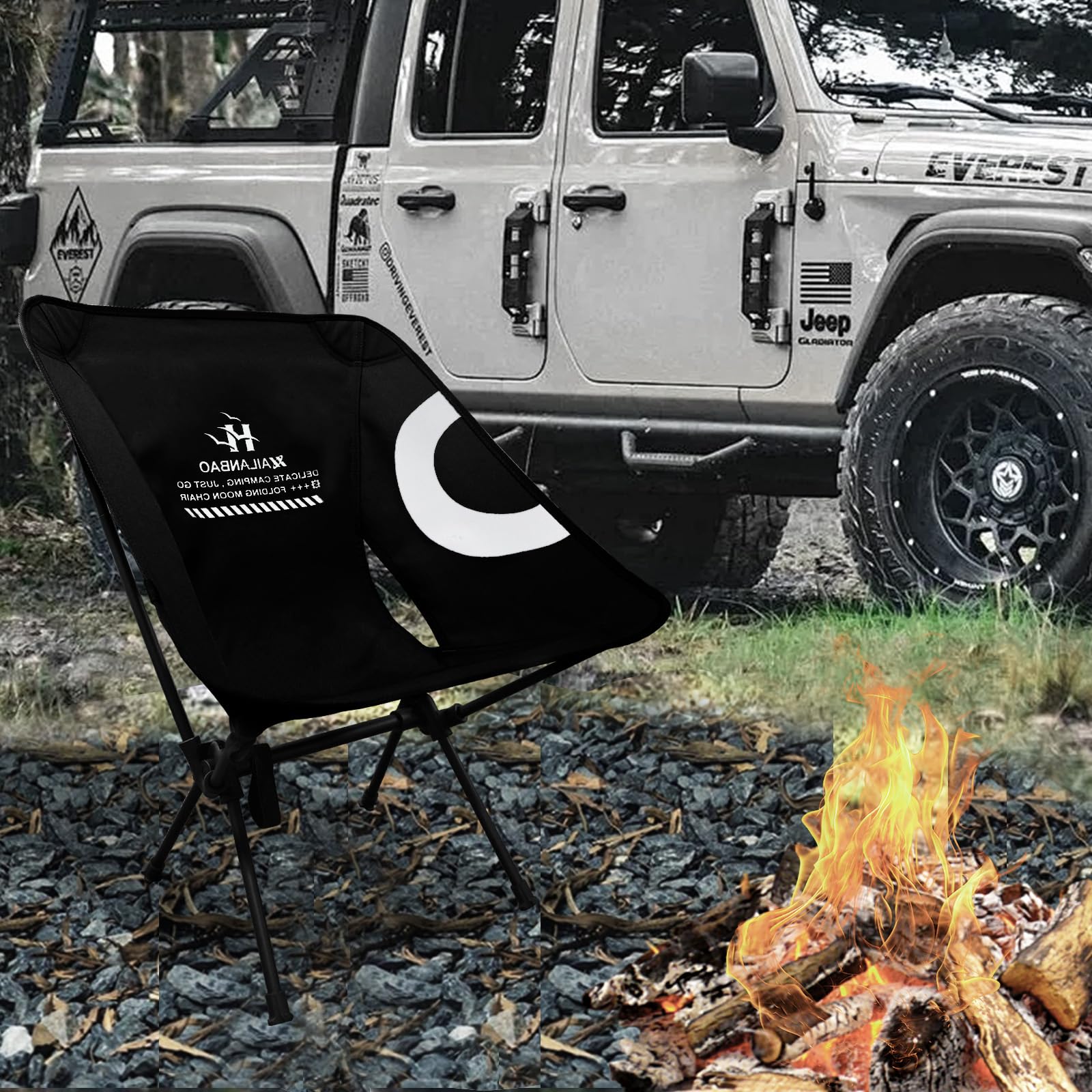Hailanbao folding chair sturdy frame highlights aerospace-grade aluminum stability on uneven ground.