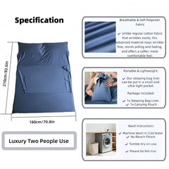Hailyuwl sleeping liner side vent and bottom zipper for airflow and temperature control during travel.