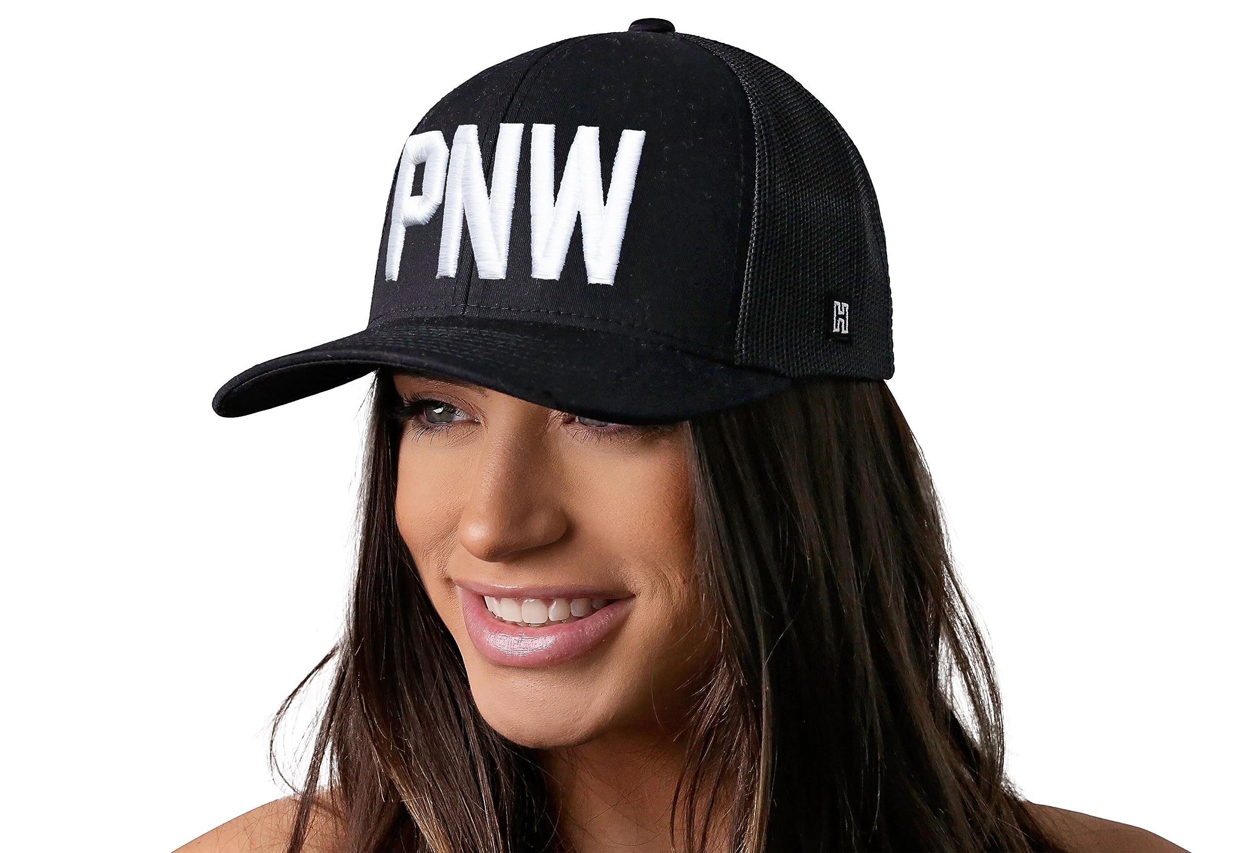 HAKA PNW Black Trucker Hat snapback closure offers flexible fit.