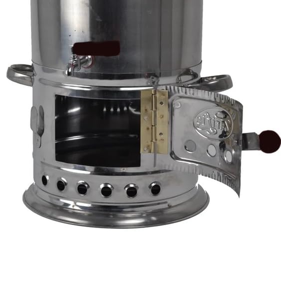 Hakan samovar water tank with a tap simplifies refilling outdoors.