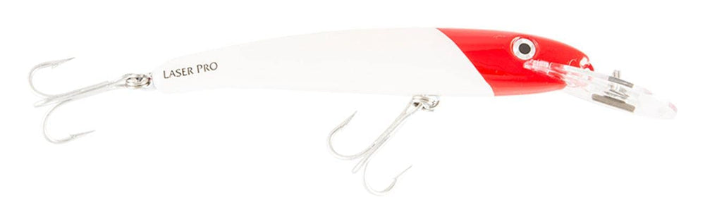 Halco Laser Pro 120DD, white/redhead, ideal for slow retrieves and predator targeting.