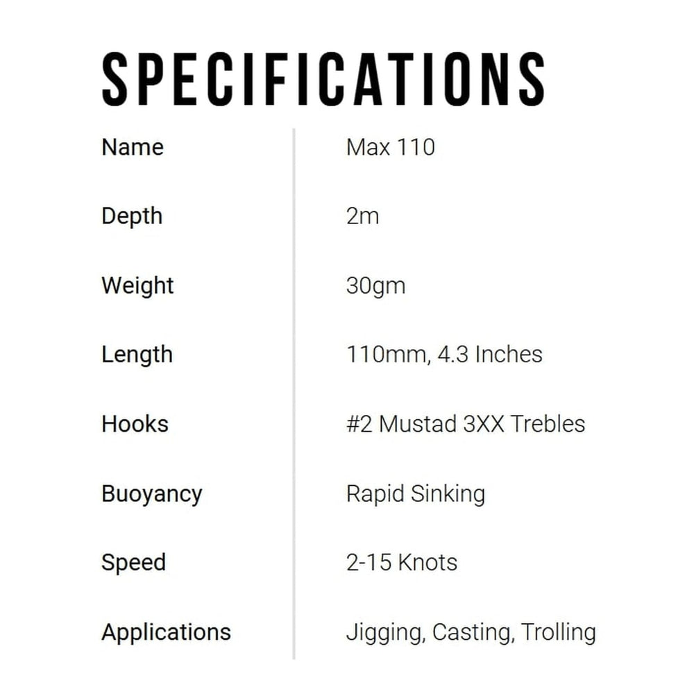 Halco MAX110#H57 baitfish profile, high-action lipless lure ideal for casting and trolling.