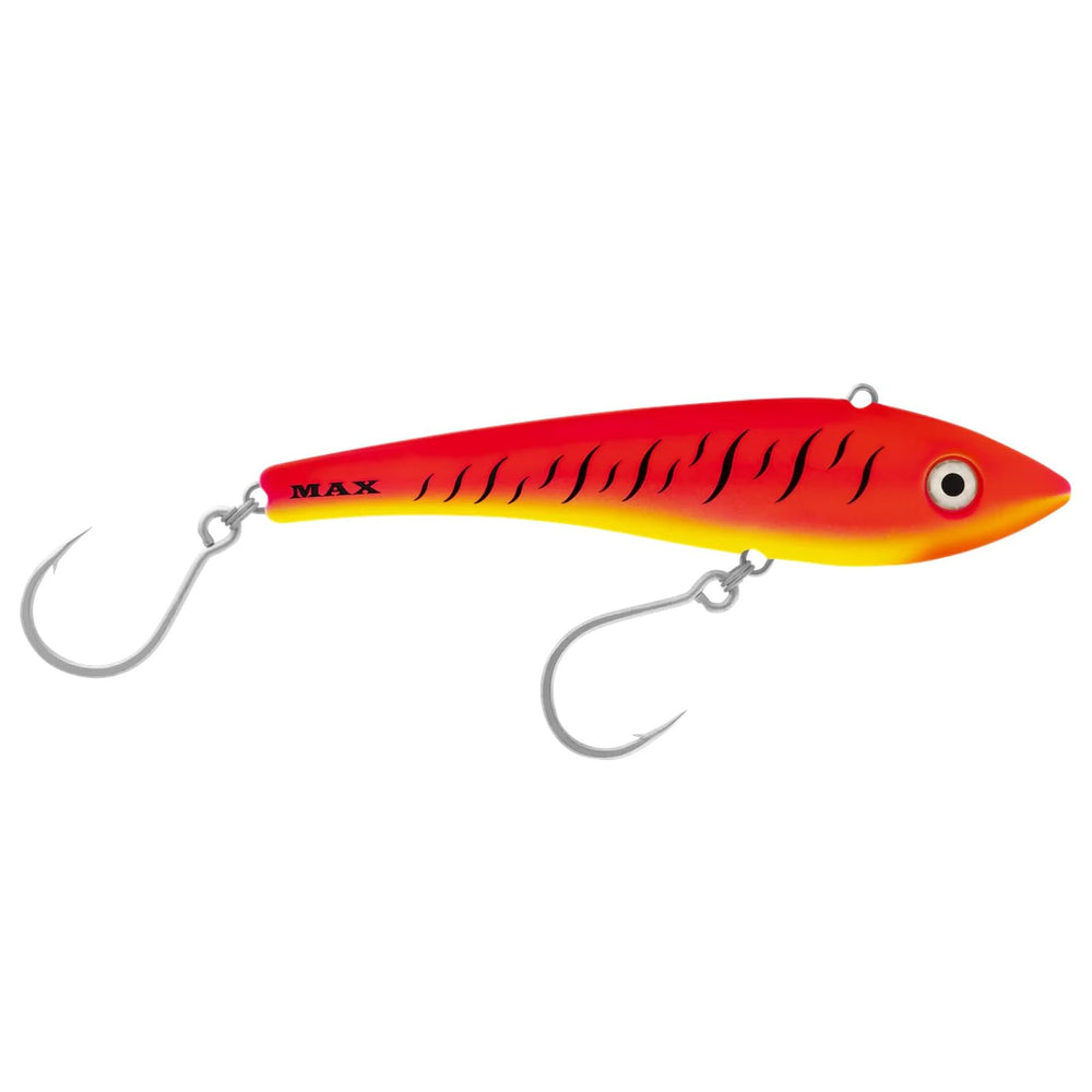 Halco Max220-R1 pink fluoro bibless minnow, front view, for long casts and deep trolling.