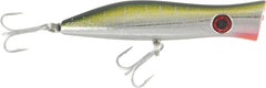 Halco Roosta Popper 135 Yellowfin front view highlighting topwater action