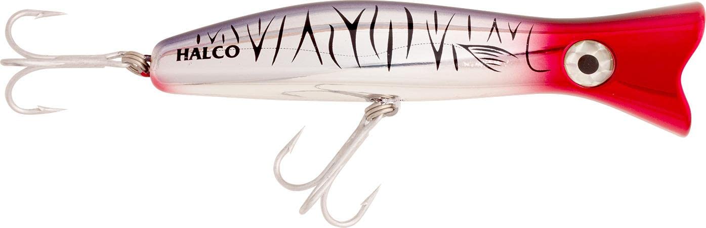 Halco Roosta Popper 160 chrome tiger side view for topwater action
