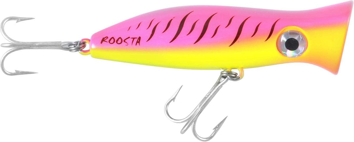 Halco Roosta Popper 80 Pink Fluoro front view for topwater action