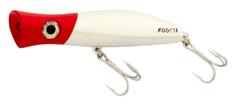 Halco Roosta Popper white/redhead 105mm ideal for surface pops and enticing strikes