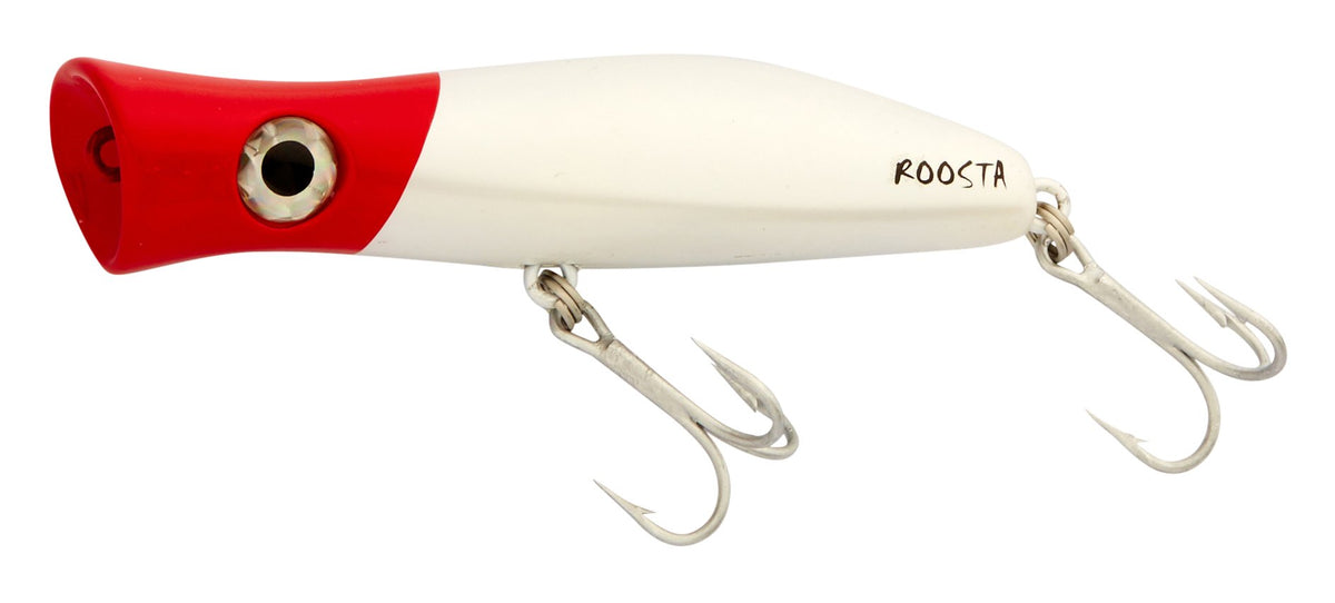 Halco Roosta Popper white/redhead 105mm ideal for surface pops and enticing strikes