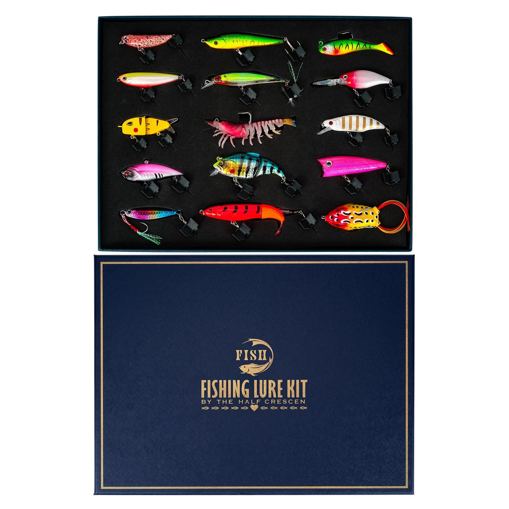 HALF CRESCEN lures kit packaging shows neatly numbered gift boxes for gifting and storage.