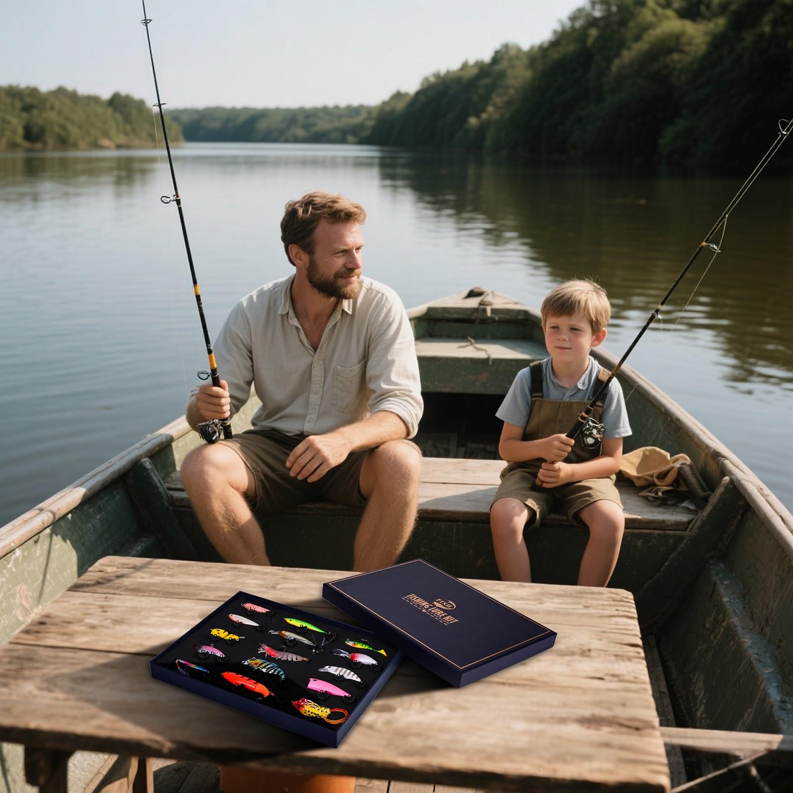 Assorted lures in various sizes and colors