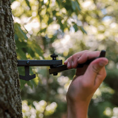 Half Rack Bow Hanger 10-inch mounted in tree for secure access.