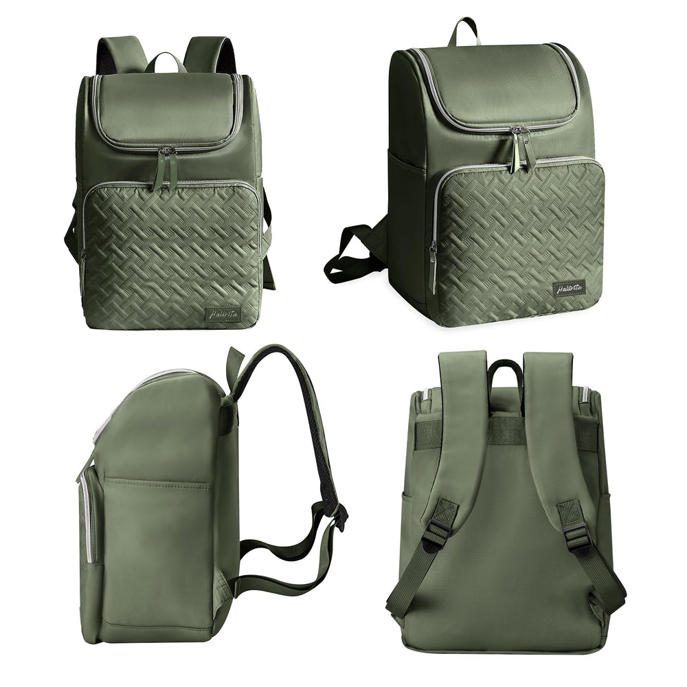 Halivita Cooler Backpack front pocket stores snacks, phone, and wallet for quick access.