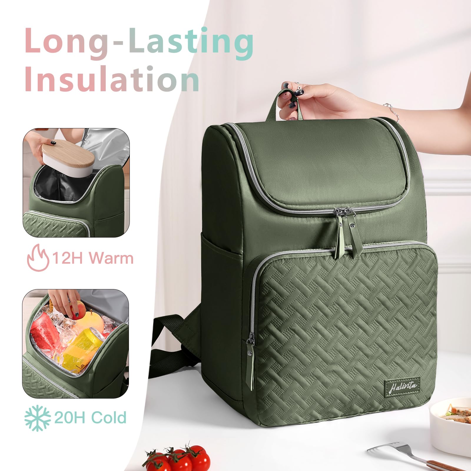 Halivita Cooler Backpack ready for hiking, camping, fishing, and travel adventures.