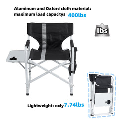 Hallohi camping chair features a side table and cup holders for easy access.