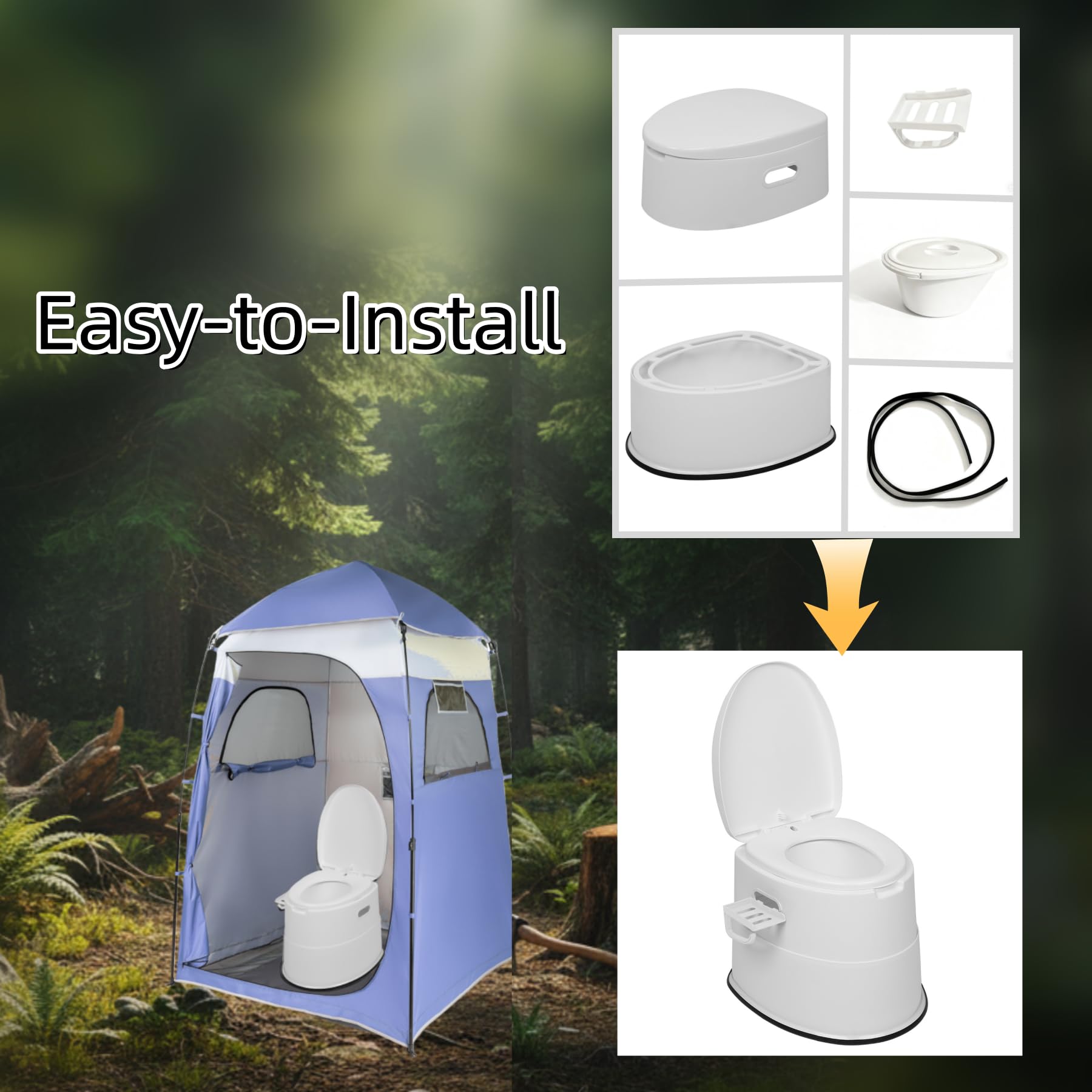 HALLOHII portable toilet ready for camping, RV, travel, or boats.