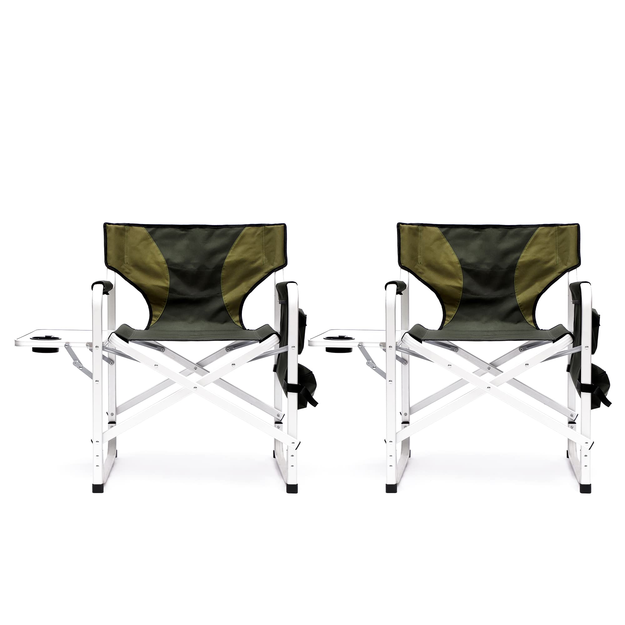  HALLOHII two-pack green outdoor chairs ideal for family camping.