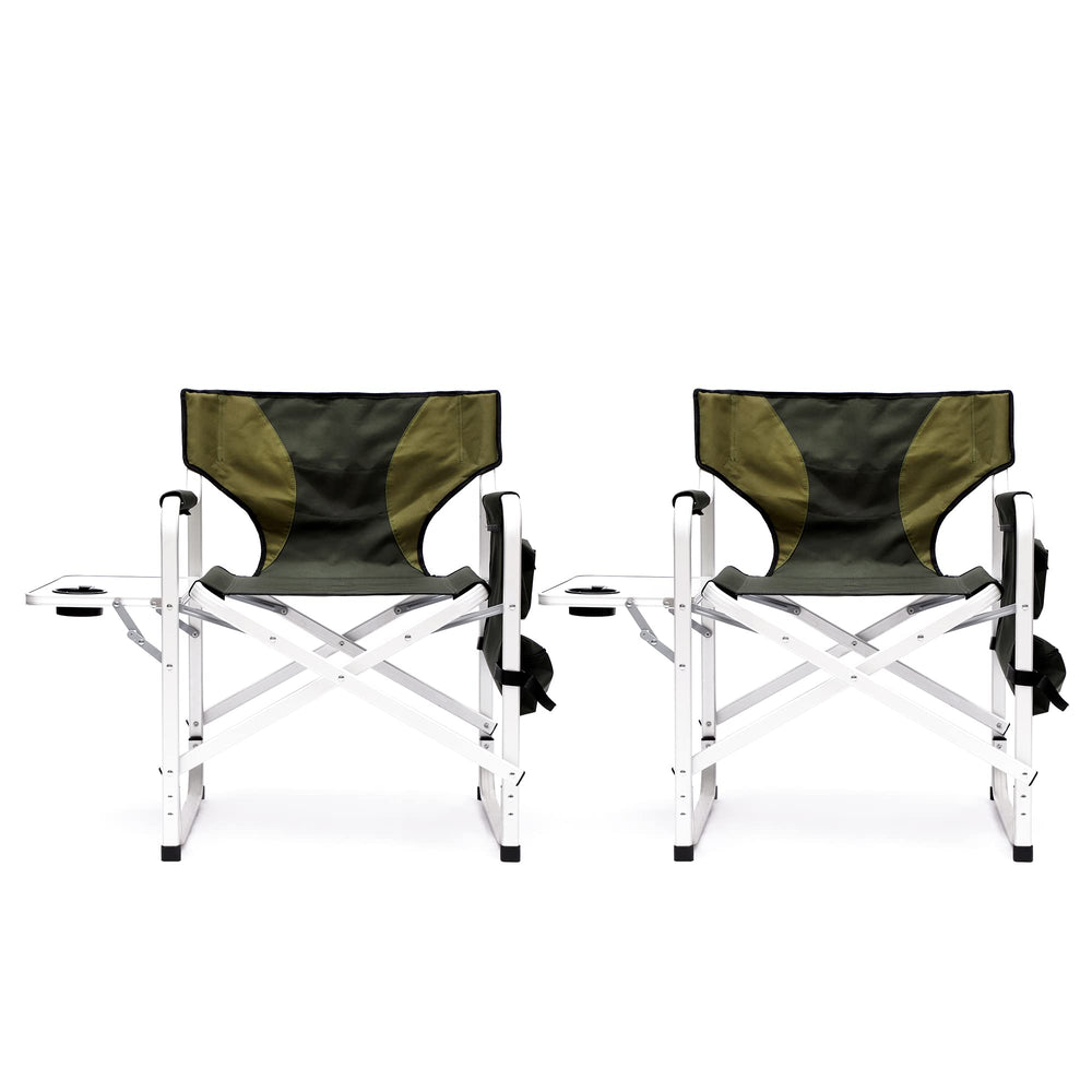  HALLOHII two-pack green outdoor chairs ideal for family camping.