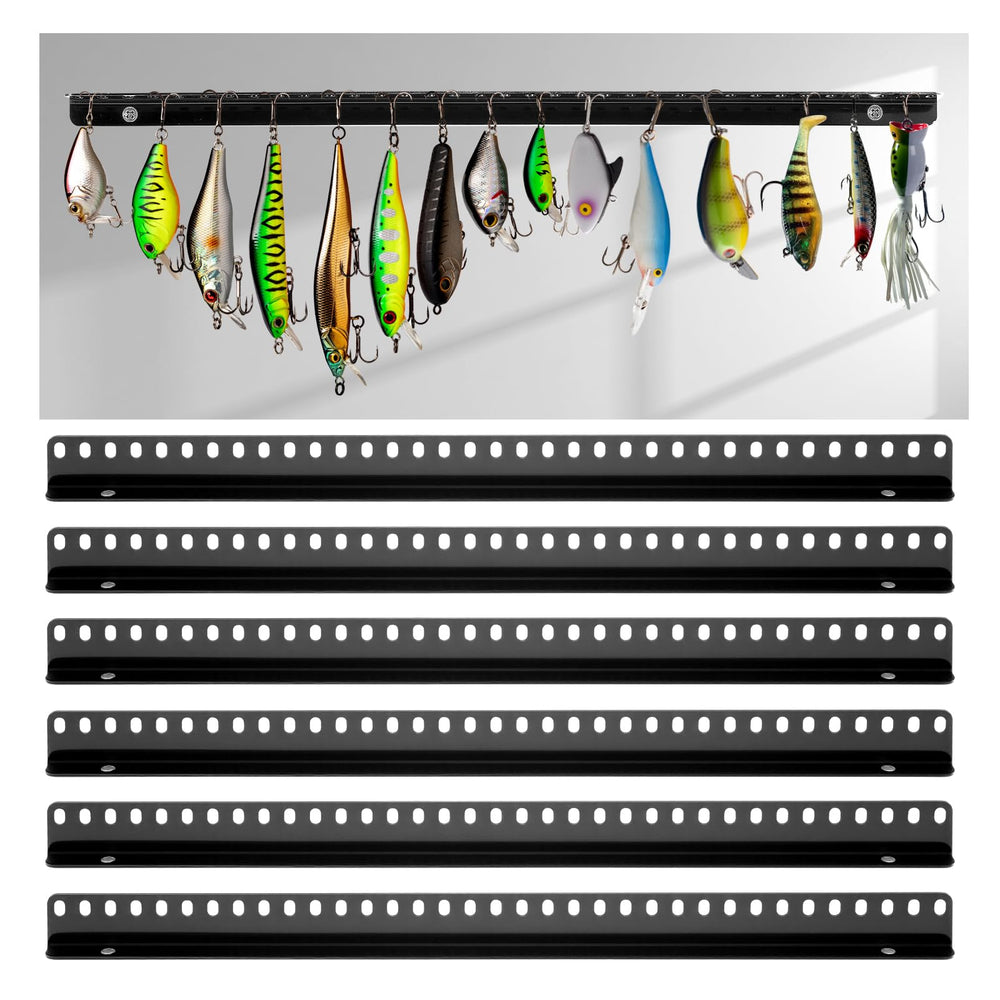 Halloscume 6 piece fishing lure display rack mounted on wall