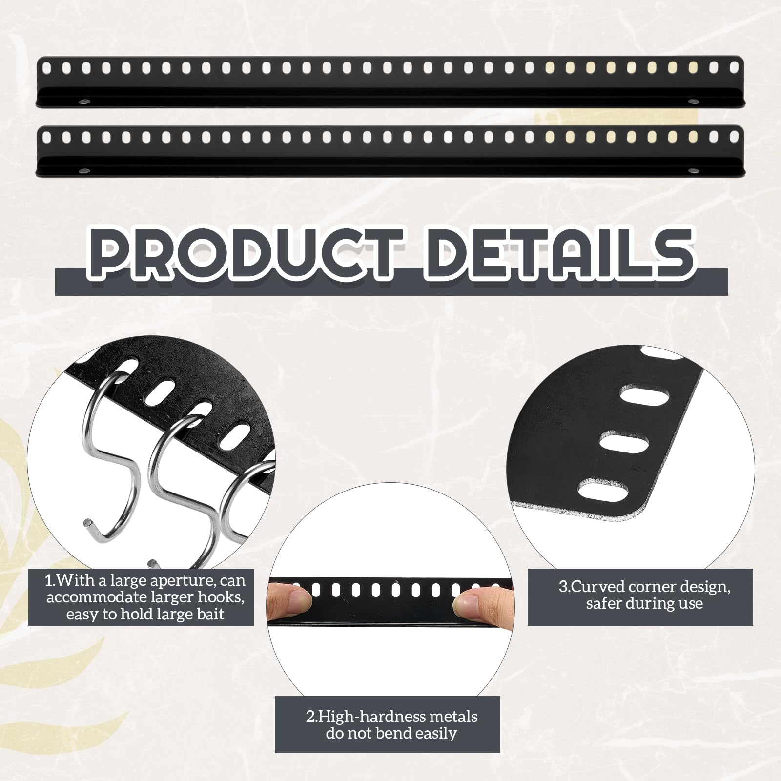 Package contents: 6 stands, 20 hooks, 12 screws