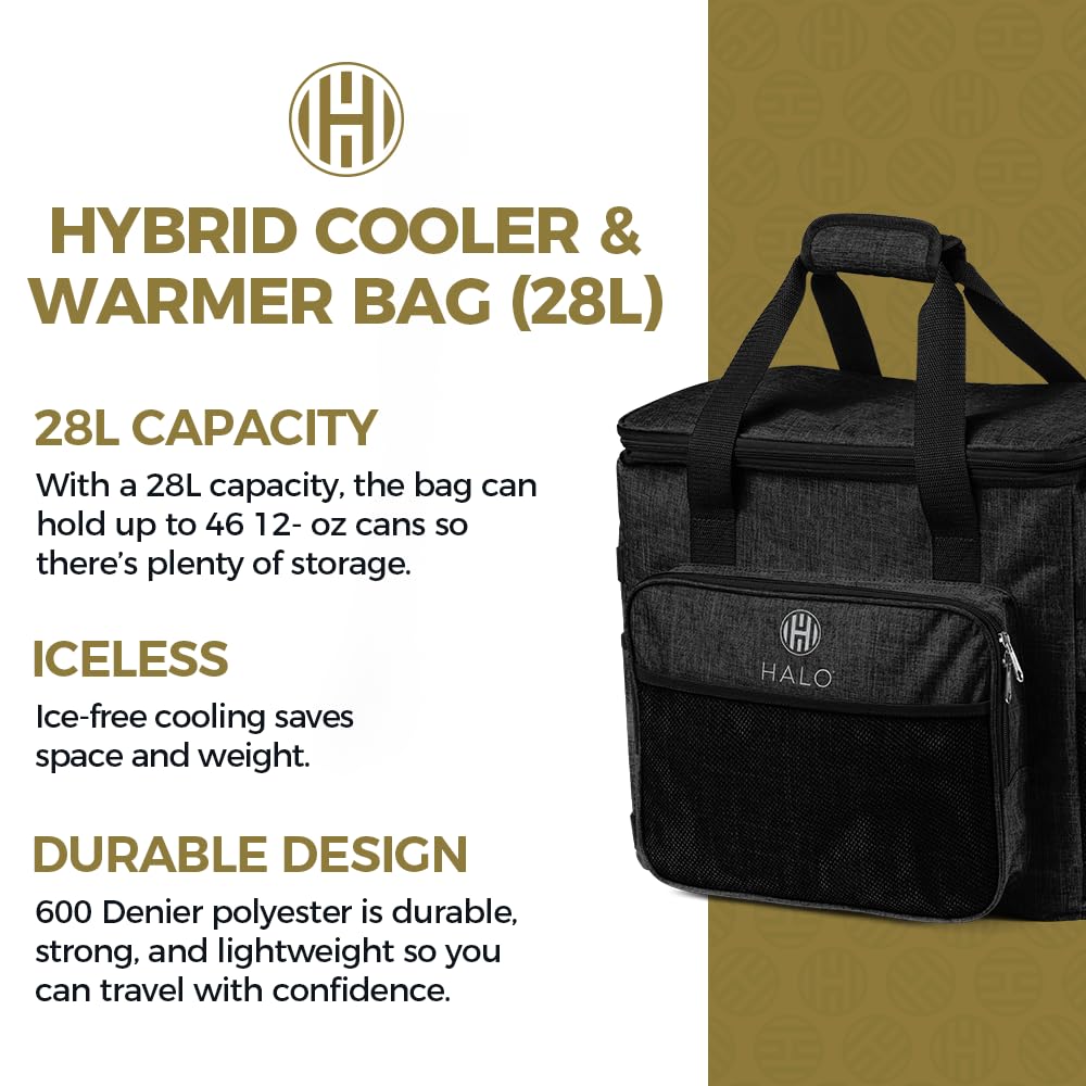 HALO cooler bag with shoulder strap ready for hands-free transport.
