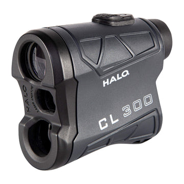 Halo Optics CL300 Rangefinder front view with quick distance readings for hunting.