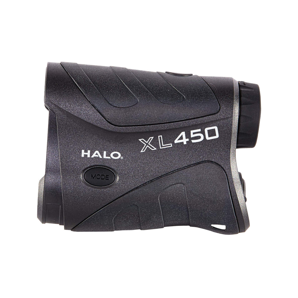 Halo Optics XL 450 rangefinder angle intelligence display demonstrates slope-compensated distance for true readings.