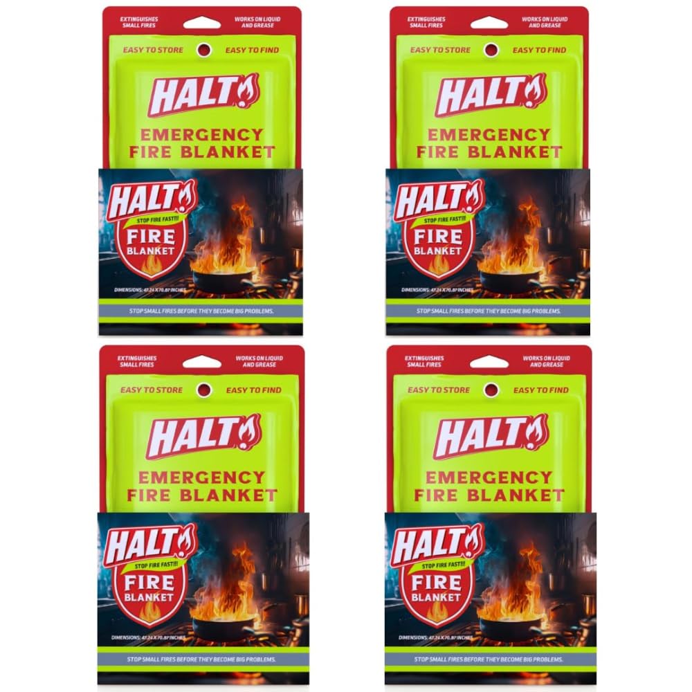HALT! fire blanket folded in its compact pouch for quick access