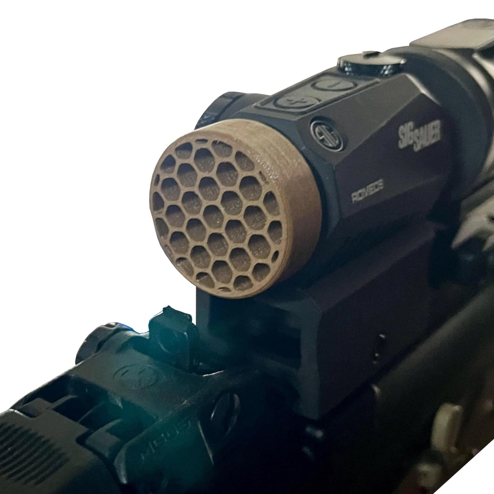 Hammy3DPrints Killflash ARD on Romeo 5 end reduces glare for clearer shots.