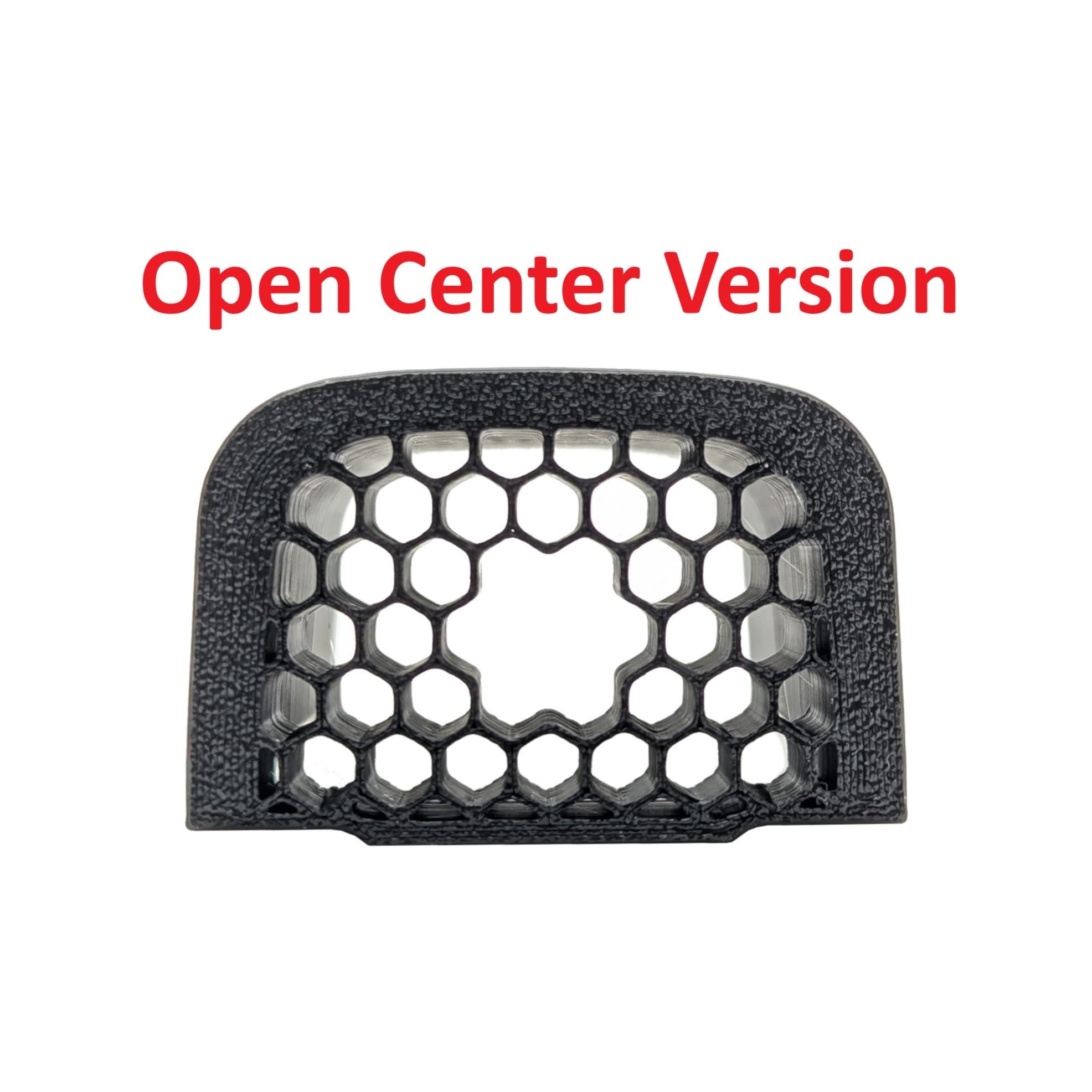 Close-up of front view showing hex honeycomb pattern and PETG-CF build