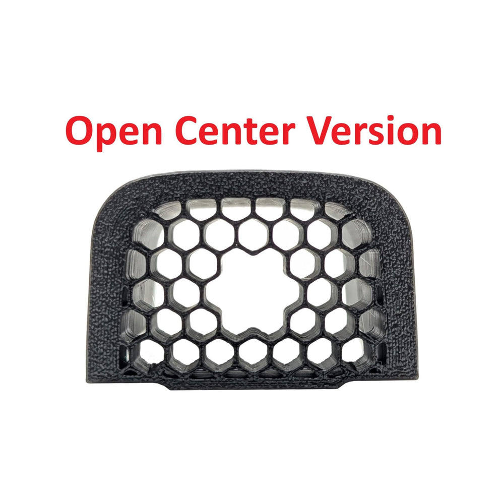 Close-up of front view showing hex honeycomb pattern and PETG-CF build