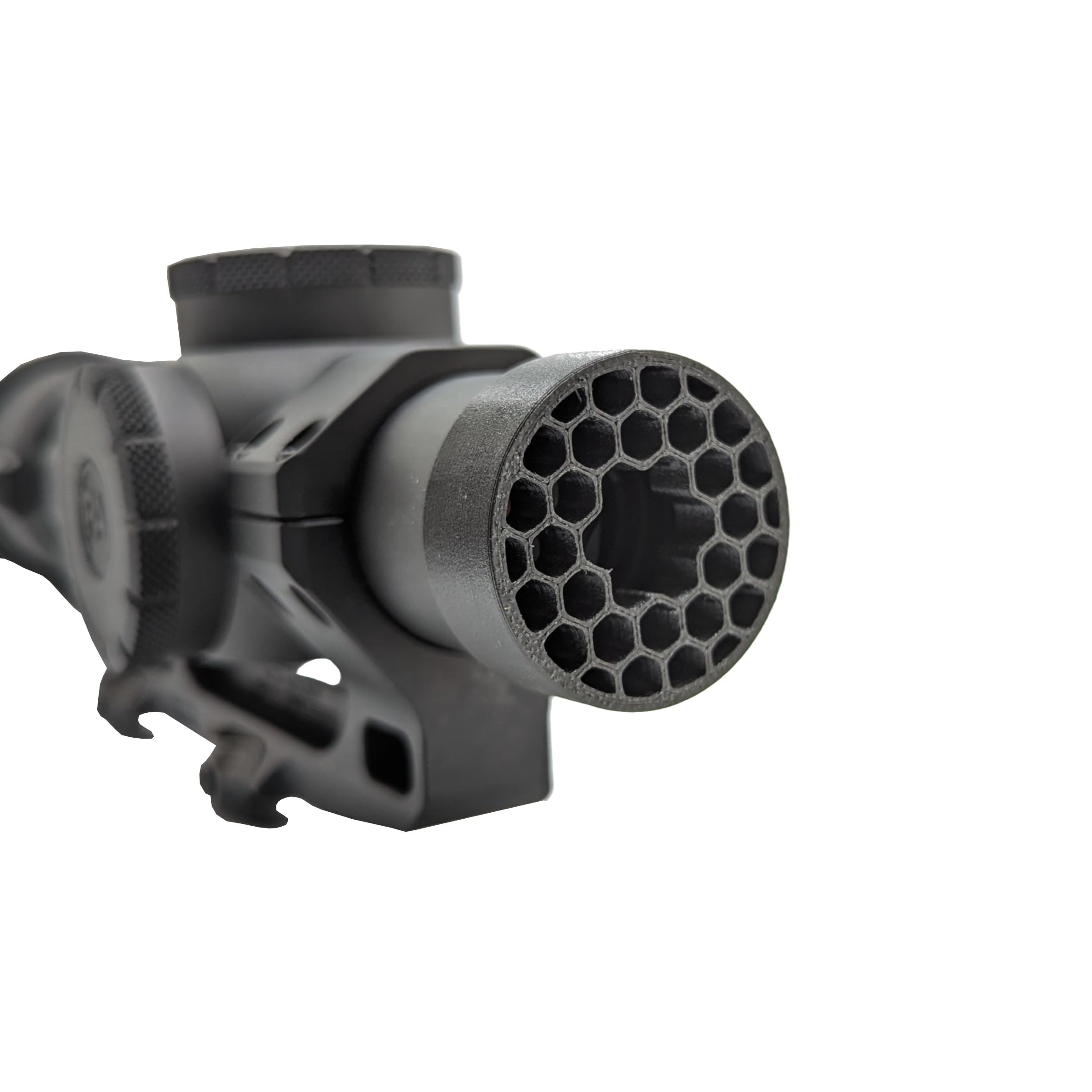 Hammy3DPrints open center killflash ARD on 30mm scope for clearer low-magnification viewing.